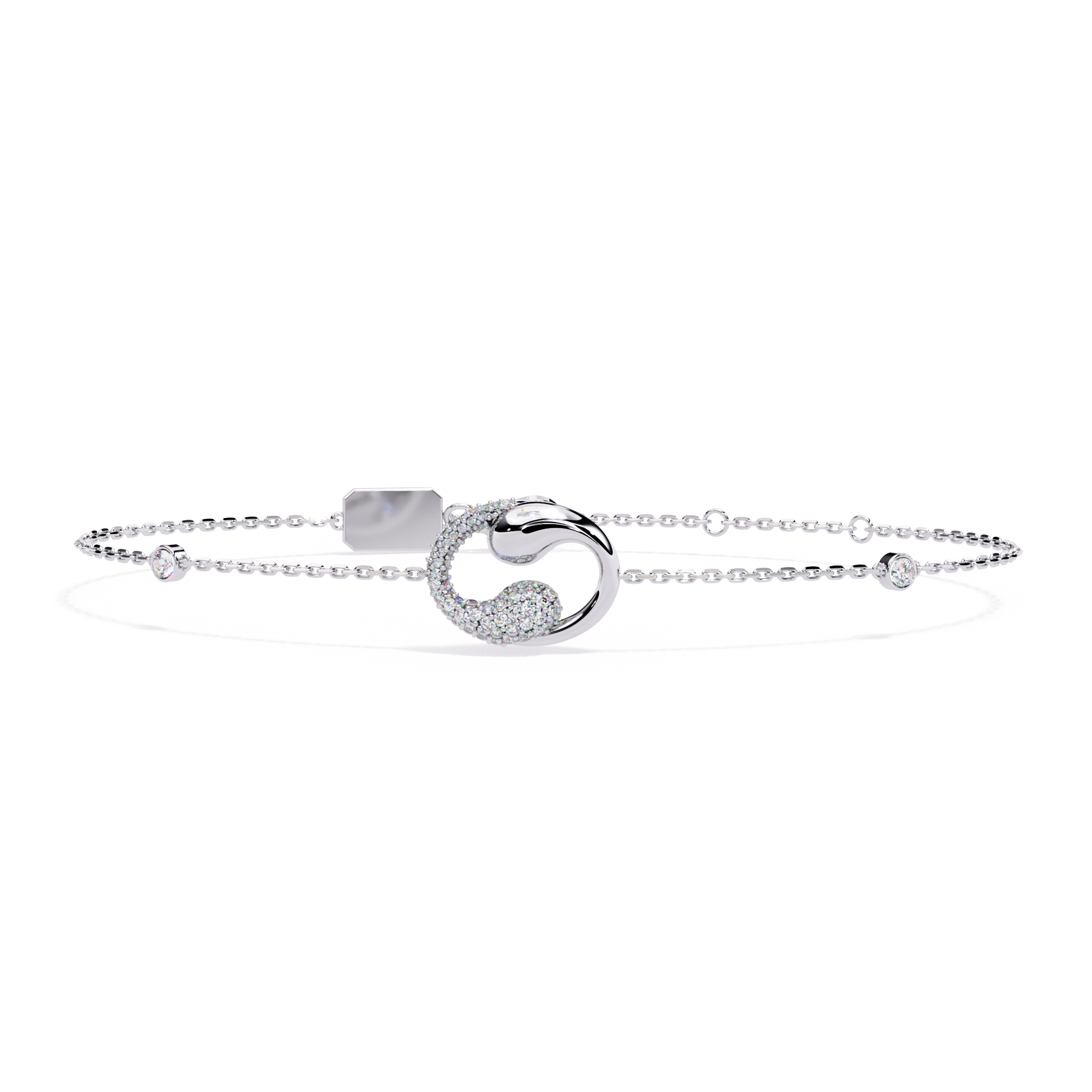 Solitairekart 0.29ct Celestial Crescent Natural Diamond Bracelet-HI Color, VS-SI Clarity